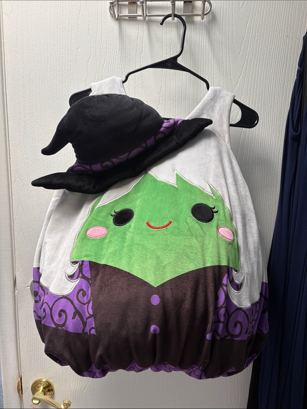 Squishmallows Green and Purple Witch Kids Costume with Black Hat